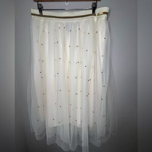 Metrowear Ivory Tulle Skirt With Gold Bead Accents Women’s Size XL
